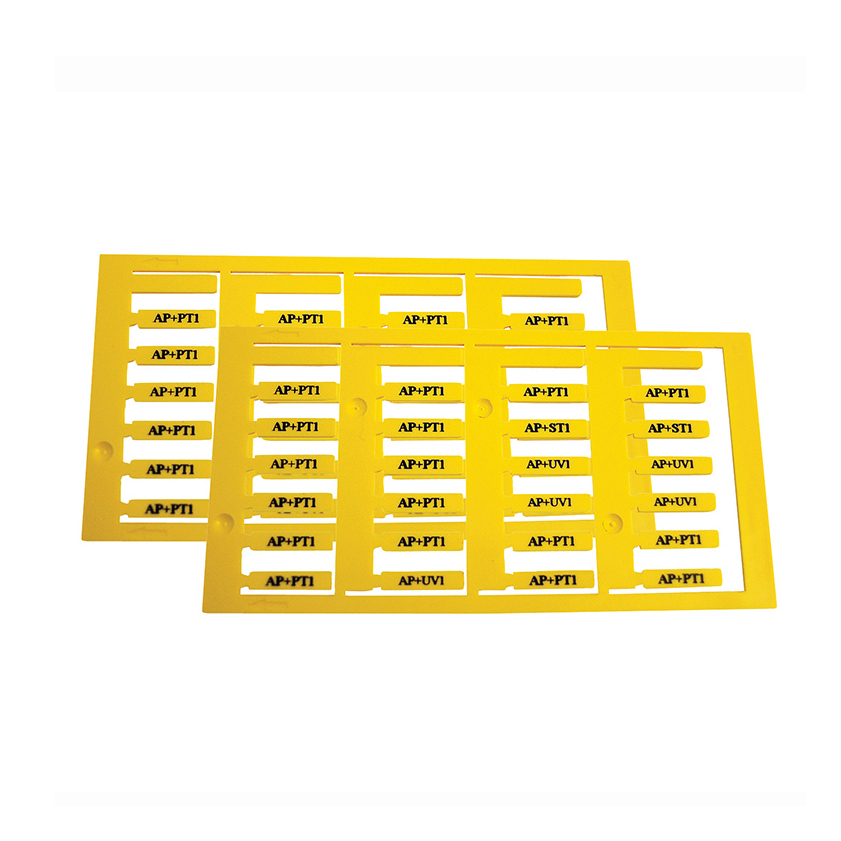 Färdigskriven plintmärkning FCC tag 30x4 mm gul