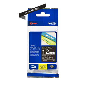 Brother TZe 335 WH_BK 12 mm märktejp