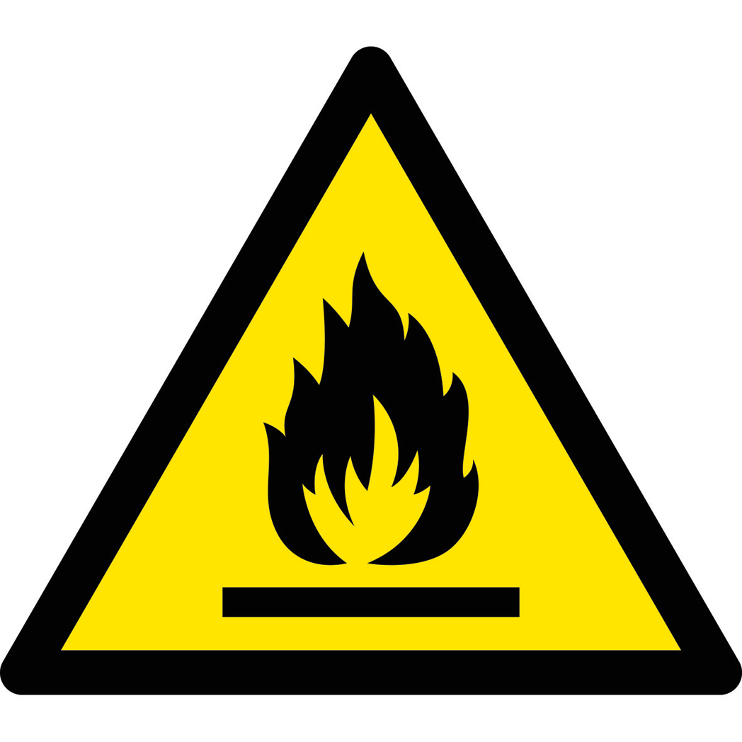 ISO7010 W021 ADH 100 mm Brandfarligt ämne-0