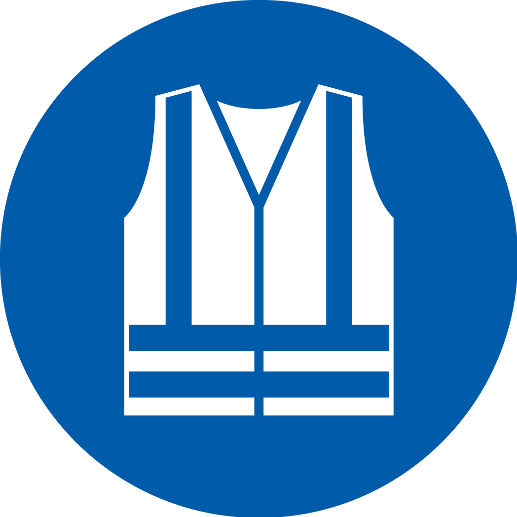 ISO7010 M015 ADH 50 mm Använd varselklädsel-0