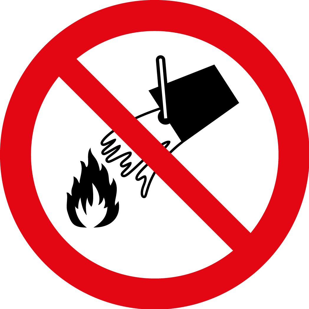 ISO7010 P011 ADH 100 mm Släck ej med vatten-0